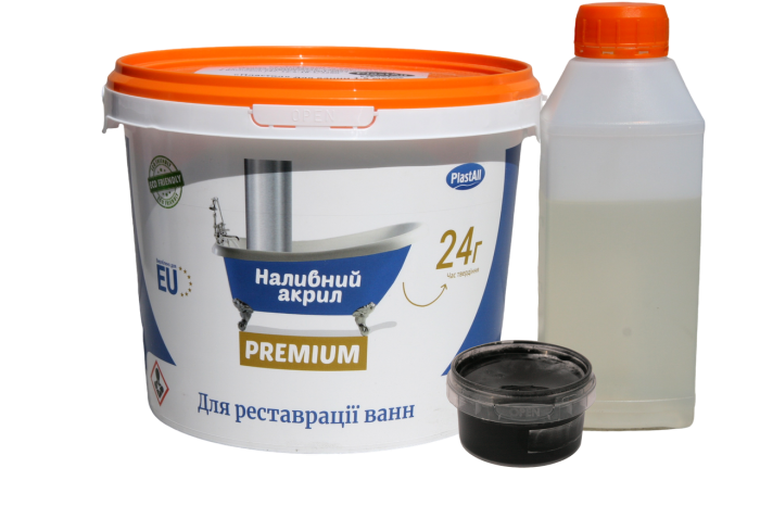 Жидкий акрил для реставрации ванн Plastall Premium 1.5 м черный 2.9 кг