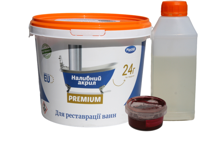 Рідкий акрил для реставрації ванн Plastall Premium 1.7 м Червоний 3.3 кг