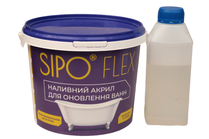 Жидкий акрил Sipo для реставрации ванн (1.7 метра, белый глянец)