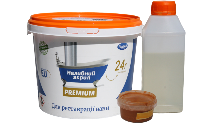 Рідкий акрил для реставрації ванн Plastall Premium 1.2 м кольоровий Жовтий 2.6 кг