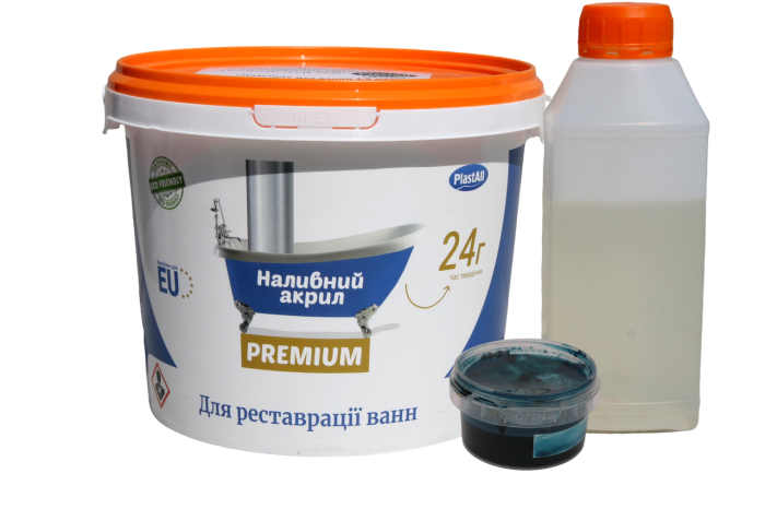Рідкий акрил для реставрації ванн Plastall Premium 1.2 м кольоровий Синій 2.6 кг