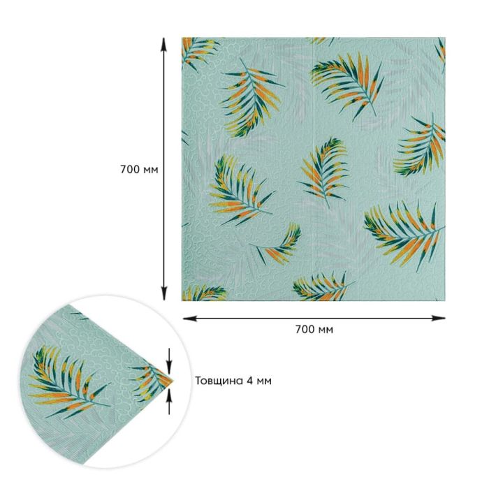 Панель стінова 3D 700х700х4мм папороть на світло-зеленому фоні (D) SW-00001984