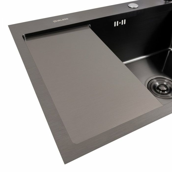 Кухонна мийка CM 65*50 R чорна PVD VALESO Handmade (круглий сифон 3,0/0,8)