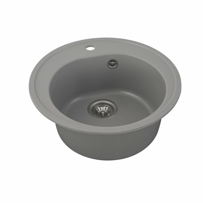 Гранитная мойка для кухни VALESO 510 LUNA матовая Cерый металлик