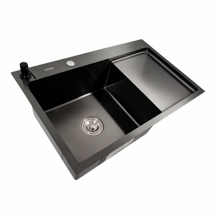 Кухонна мийка СМ 78*50 L PVD чорна Platinum Handmade (круглий сифон 3.0/0.8)