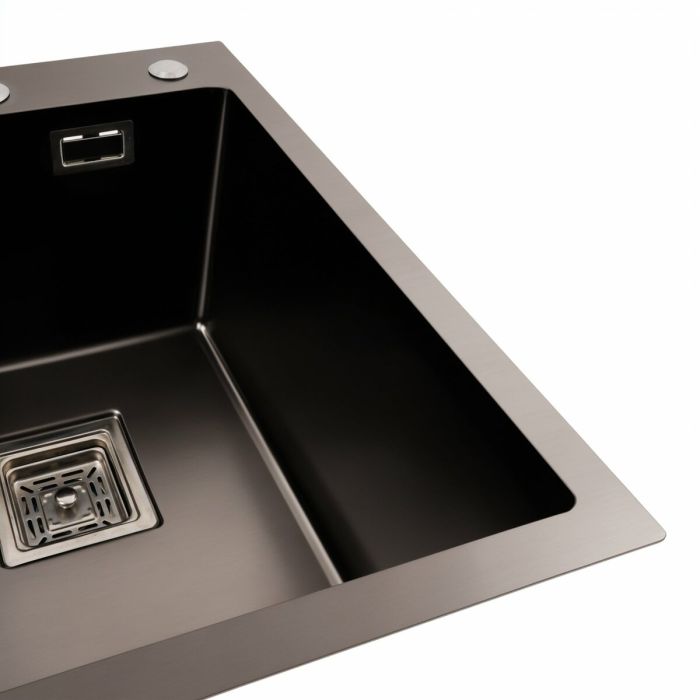 40*50 Мойка PVD черная Platinum Handmade HSBB (квадратный сифон, 3.0,/1.0)