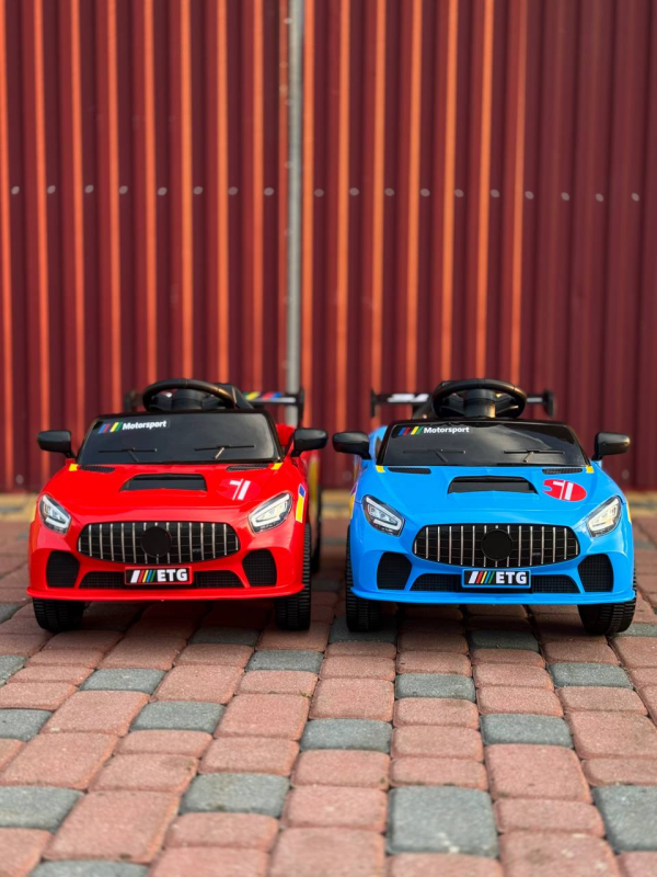Детский спортивный электромобиль кабриолет со спойлером Cabrio 6V 5A (пульт, LED-фары, музыка), Красный
