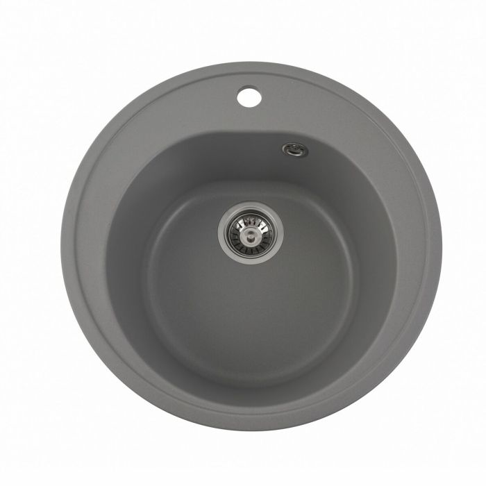 Гранитная мойка для кухни VALESO 510 LUNA матовая Cерый металлик
