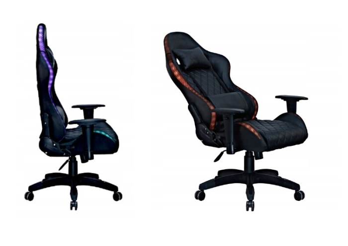 Геймерское компьютерное кресло с RGB-подсветкой, 2 подушками и регулировкой угла наклона спинки, Черный (G400)