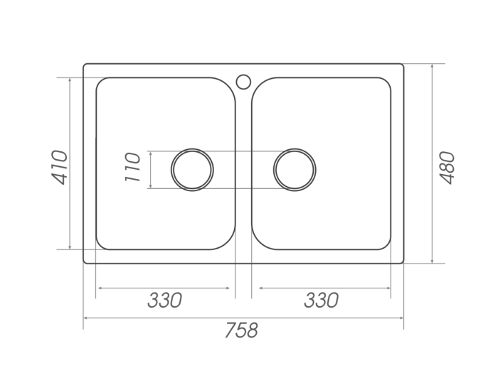 Гранитная мойка для кухни Platinum 7648W TWIN глянец Микс, ЦЕНТР