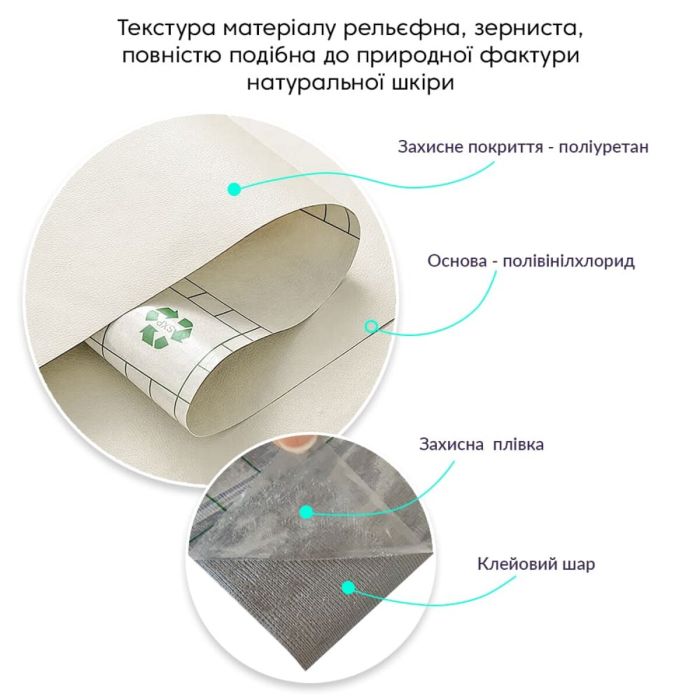 Самоклеюча екошкіра в рулоні 1.37*3m*0.5mm Молочний (D) SW-00000281