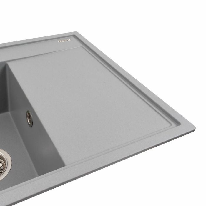Гранитная мойка для кухни Platinum 7950 AZURIT матовый Серый металлик