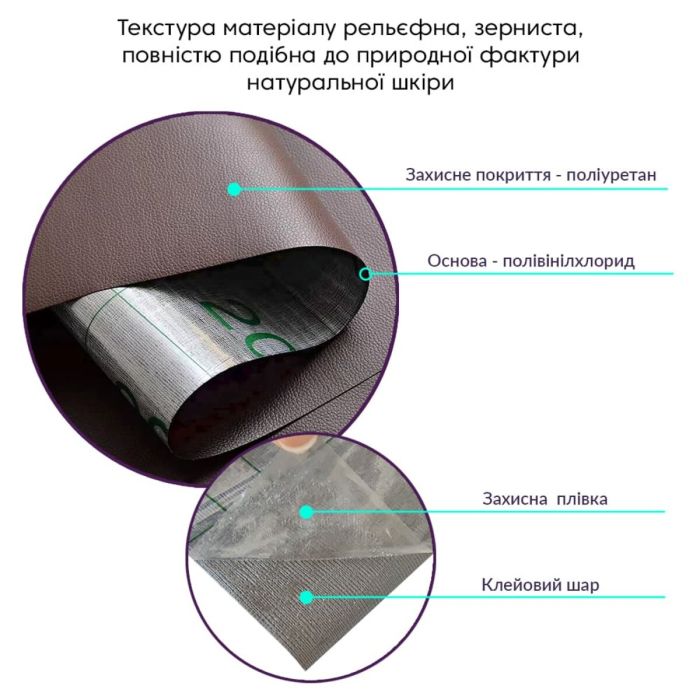 Самоклеюча екошкіра в рулоні 1.37*3m*0.5mm BROWN (D) SW-00001198