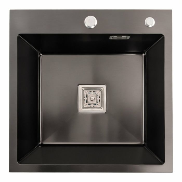 Миття PVD Platinum Handmade HSBB 500x500x220 чорне (квадратний сифон, 3.0/1.0)