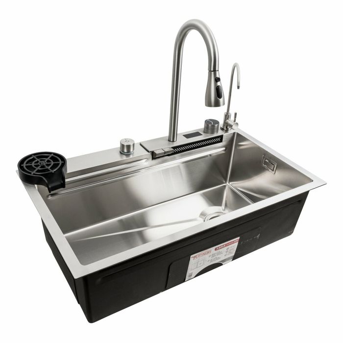 Кухонная мойка 75*45G сатин Platinum Handmade "Водопад" лучшая комплектация
