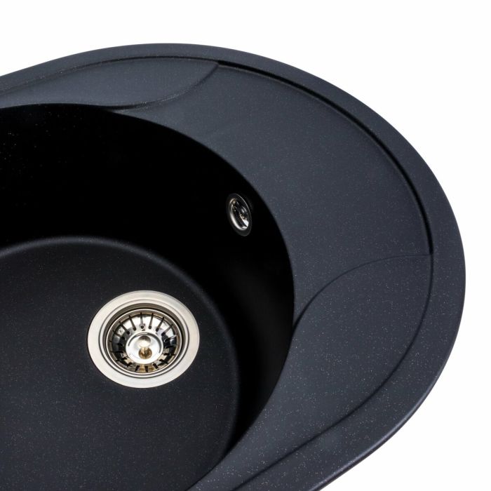 Гранитная мойка для кухни Platinum 5847 ONYX матовая (черный металлик), L
