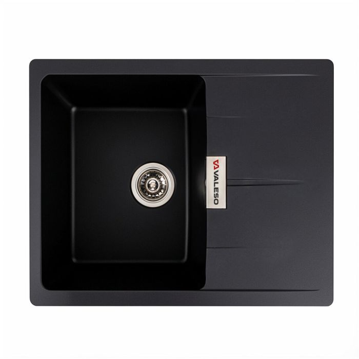 Гранітна мийка для кухні VALESO 6250 ZIRKONE матова Чорна