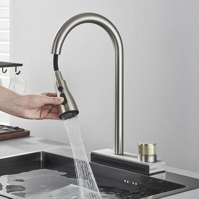 Смеситель под мойку "Водопад" ZS84 Platinum (brushed)
