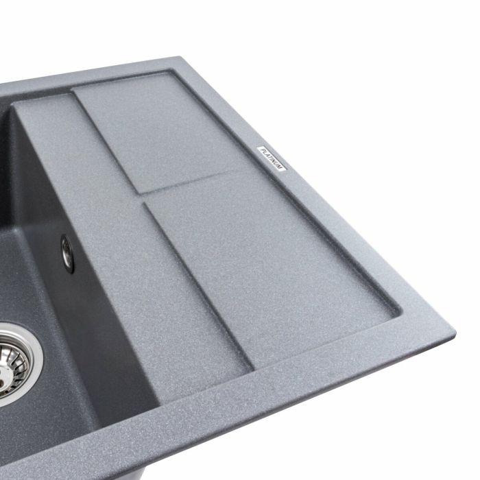Гранитная мойка для кухни Platinum 6550 LOTOS матовый Серый Муссон