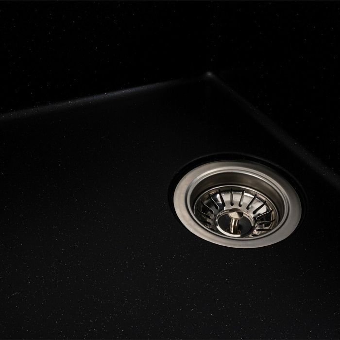 Гранитная мойка для кухни Platinum 6250 ZIRKONE матовый Черный металлик