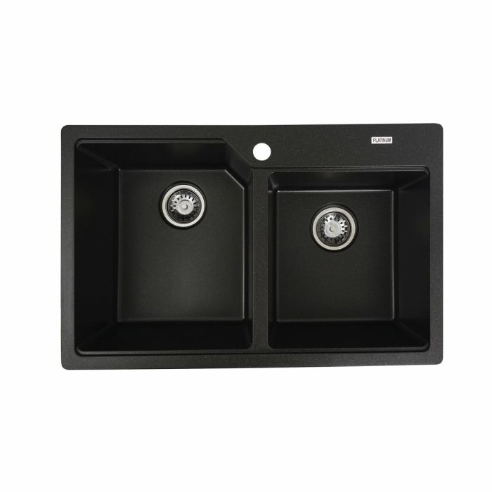 Гранитная мойка для кухни Platinum 7850 HARMONY матовая Черный металлик, ЦЕНТР
