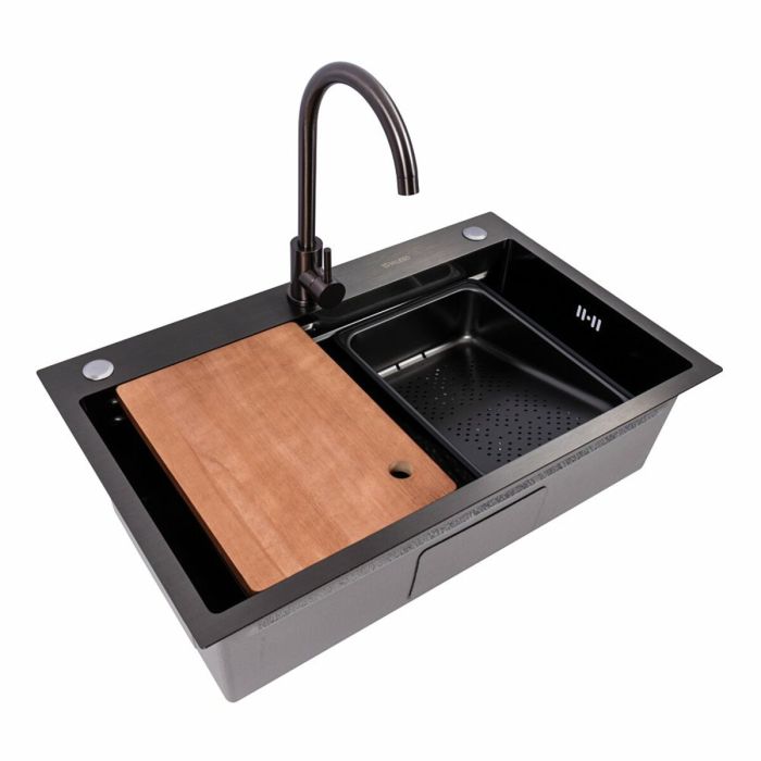 CM 75*46B Кухонна мийка PVD чорна (Work station) Valeso Handmade