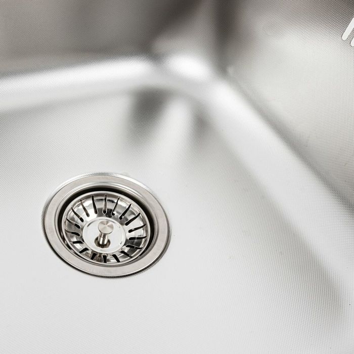 Кухонна мийка з нержавіючої сталі Platinum ДЕКОР 6550 (0,8/180 мм), L