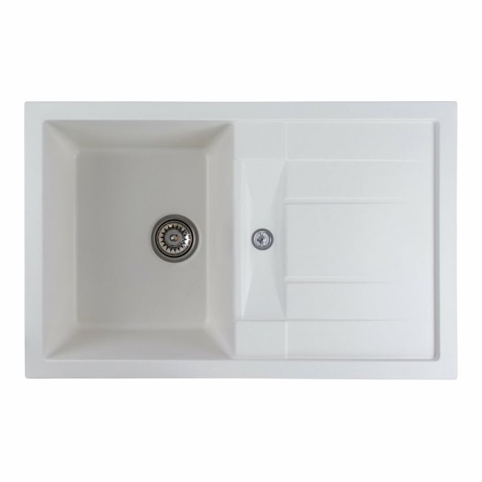 Гранитная мойка для кухни Platinum 7850 TROYA матовая Белоснежная, L