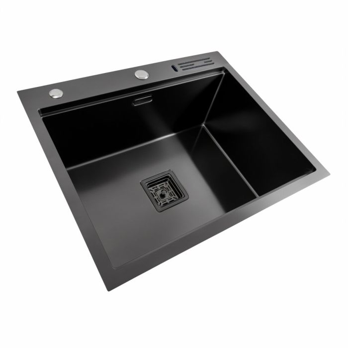 Кухонная мойка 60*50 PVD черная Platinum Handmade с подставкой для ножей