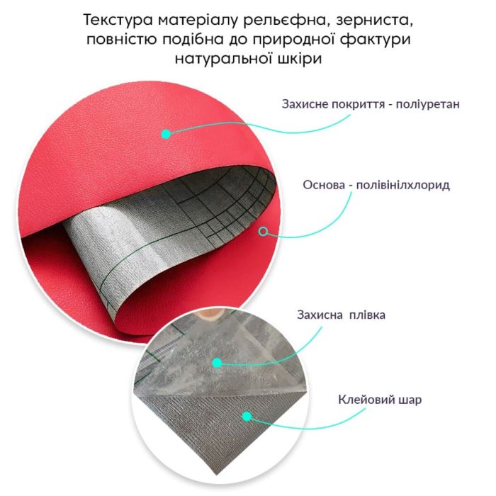 Самоклеюча екошкіра в рулоні 1.37*1m*0.5mm Червоний (D) SW-00002169