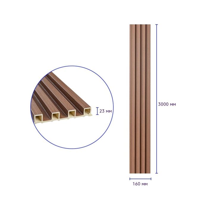 Декоративная стеновая рейка капучино 3000*160*23мм (D) SW-00001538