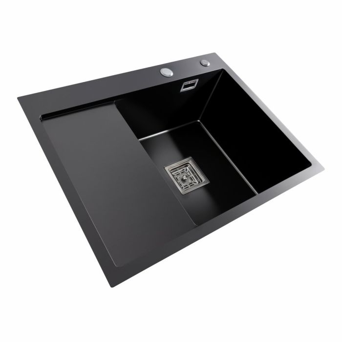 Кухонная мойка черная Platinum PVD Handmade 65*50 R(квадратный сифон 3,0/1)