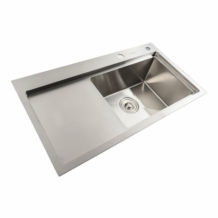 Кухонная мойка нержавеющая сталь 78*43 R Platinum Handmade (два отверстия, круглый сифон 3,0/0,8)