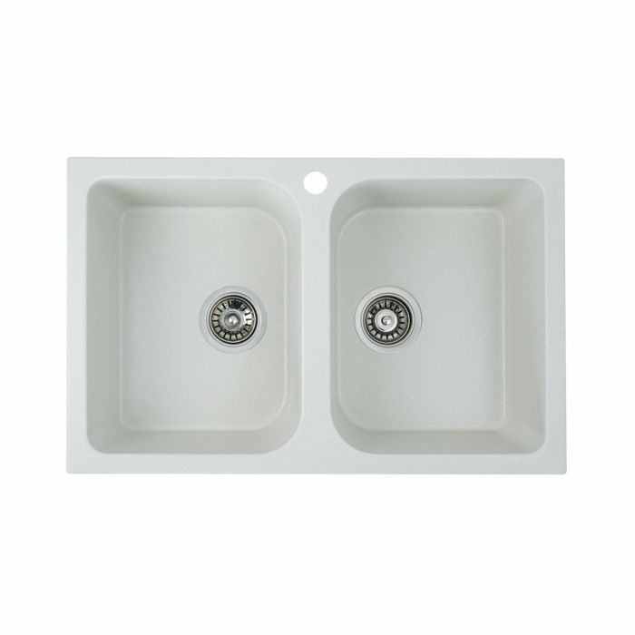 Гранитная мойка для кухни Platinum 7648W TWIN глянец Белая