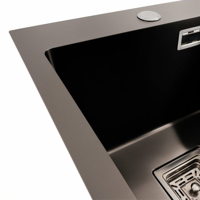 40*50 Мойка PVD черная Platinum Handmade HSBB (квадратный сифон, 3.0,/1.0)
