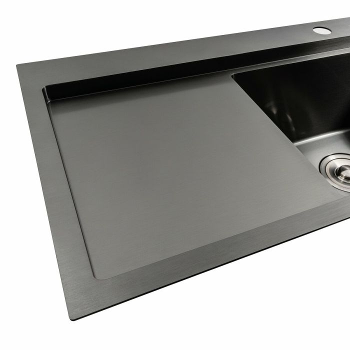 Кухонная мойка черная PVD 78*43 R Platinum Handmade (два отверстия, круглый сифон 3,0/0,8)