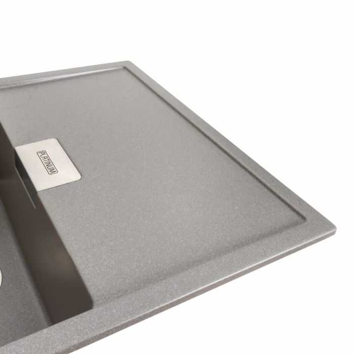 Гранітна мийка для кухні Platinum 8650 DIAMOND матова (сірий мусон), L