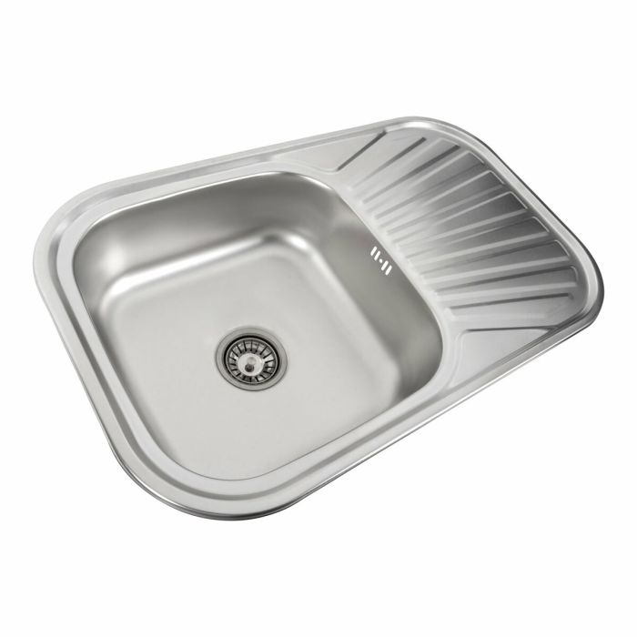 Кухонна мийка із нержавіючої сталі закруглена Platinum САТИН 7848 (0,8/180 мм), L