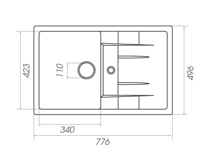 Гранітне миття для кухні Platinum 7850 PRETSO глянець Сіра, L
