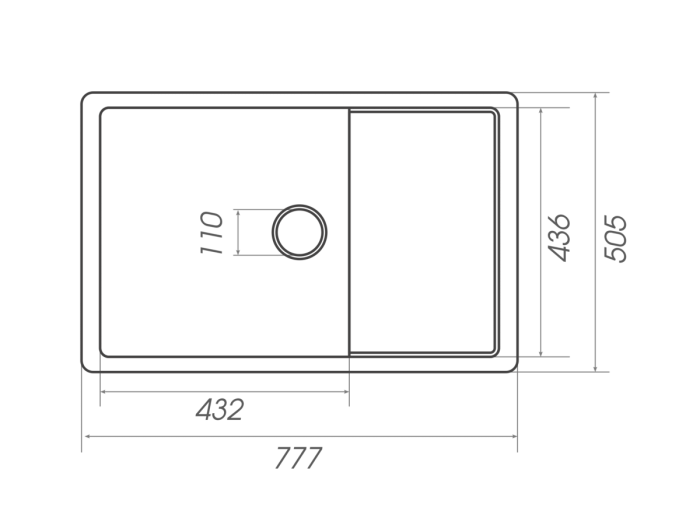 Гранитная мойка для кухни Platinum 7850 CUBE матовая Мокко, L