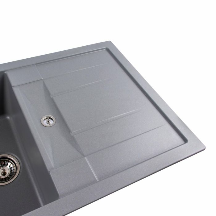 Гранитная мойка для кухни Platinum 7850 TROYA матовая Серый металлик, L