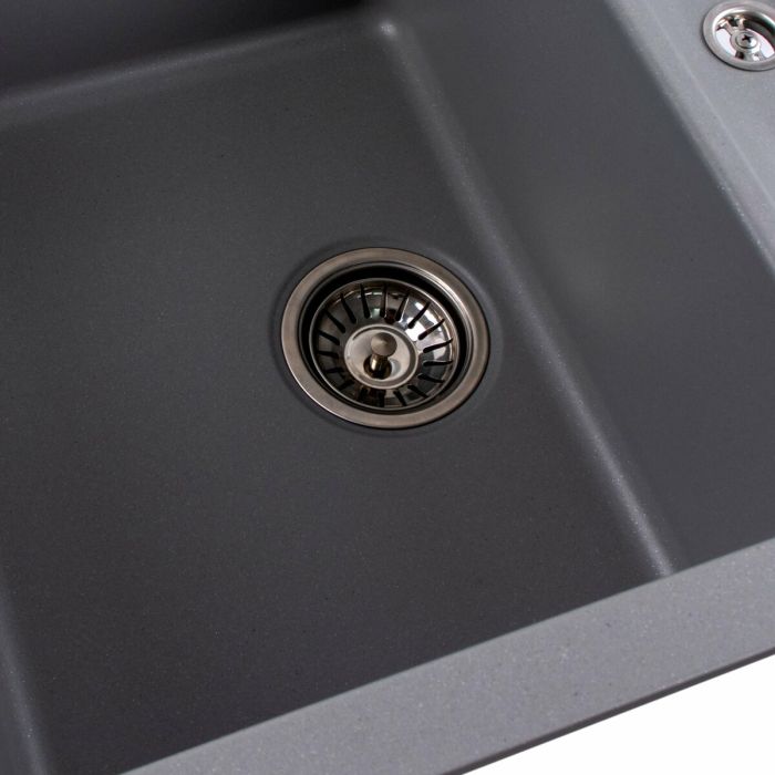 Гранитная мойка для кухни Platinum 7850 TROYA матовая Серый металлик, R