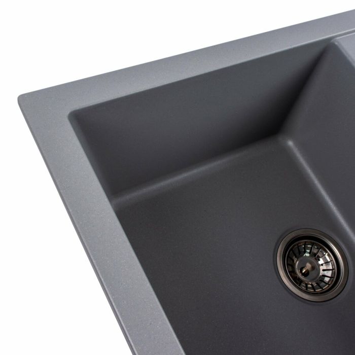 Гранитная мойка для кухни Platinum 7850 TROYA матовая Серый металлик, R