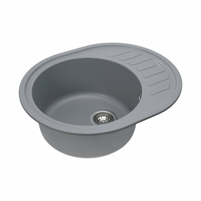 Гранитная мойка для кухни Platinum 6250 SOUL матовая Серый металлик