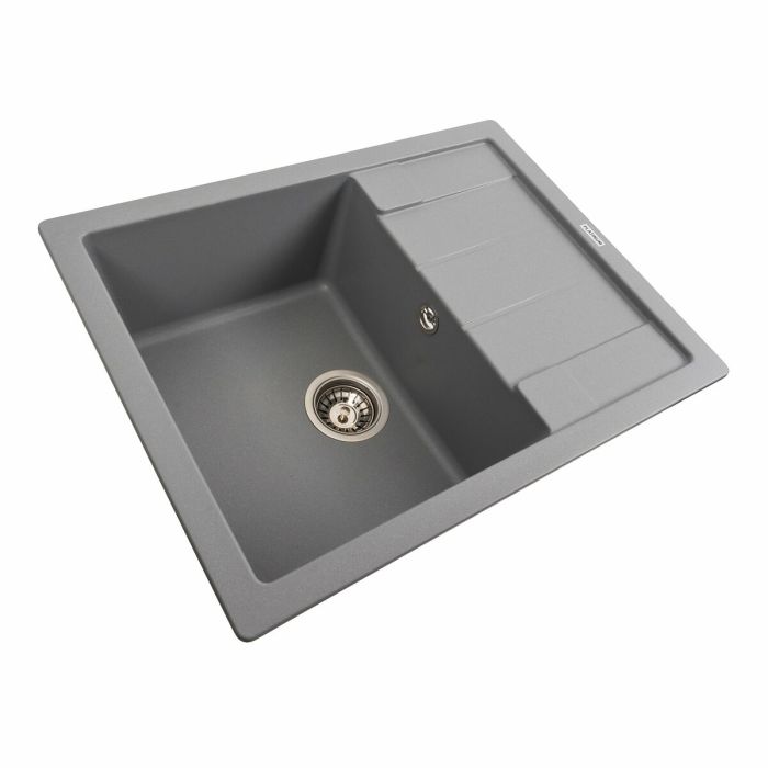 Гранитная мойка для кухни Platinum 6550 INTENSO матовая Серый металлик, L