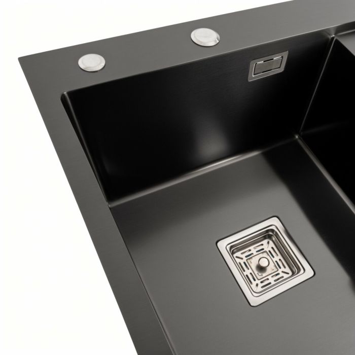 Кухонная мойка черная Platinum PVD Handmade 65*50 L(квадратный сифон 3,0/1)