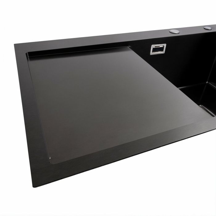 Мойка PVD Black Platinum Handmade 78*50B R (два отверстия, квадратный сифон, 3.0/1.0 мм)
