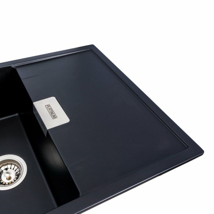 Гранитная мойка для кухни Platinum 8650 DIAMOND матовая (черная)