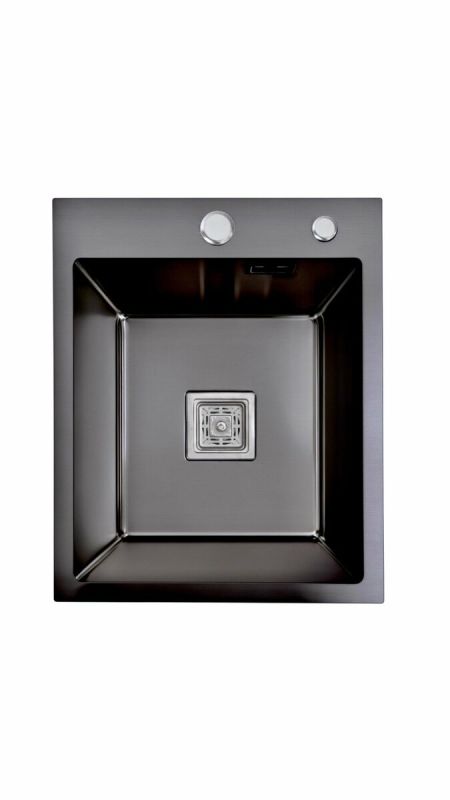 40*50 Мойка PVD черная Platinum Handmade HSBB (квадратный сифон, 3.0,/1.0)