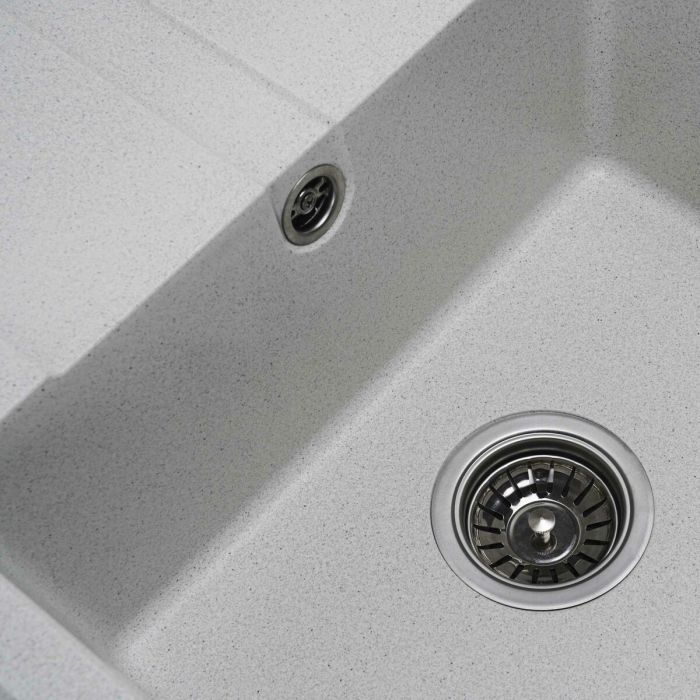 Гранитная мойка для кухни Platinum 5851 ARIA матовая Белая в точку, R